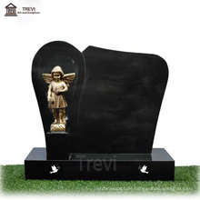 Hand Carved Decorative Black Granite Natural Stone Tombstone for Sale